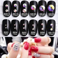 Set of rhinestones with flat bottom for decorating frames and glasses PD0022, colors: white and AB, 1.3-6.5 mm