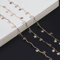 Gold-colored metal non-slip chain, with copper stars, for glasses and masks GL521