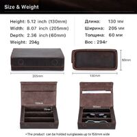 Sunglasses and eyeglasses genuine leather case with 3 slots CF4011