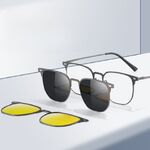 Оправа металлическая с защитой от синего света + 2 магнитные солнцезащитные насадки (клипон) 7031-GT