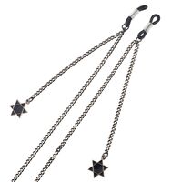 Black-colored metal non-slip chain, with pendant six-pointed star, for glasses and masks GL457