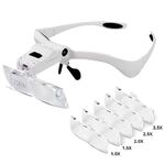 Magnifier-glasses with backlight for small parts working with replaceable attachments 9892BP, magnification: 1X, 1.5X, 2X, 2.5X, 3.5X
