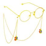 Gold-colored metal non-slip chain, with pendant rainbow, for glasses and masks GL635