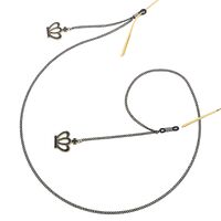 Black-colored metal non-slip chain, with pendant crown, for glasses and masks GL411