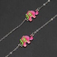 Silver-colored metal non-slip chain, with colorful elephant, for glasses and masks GL236