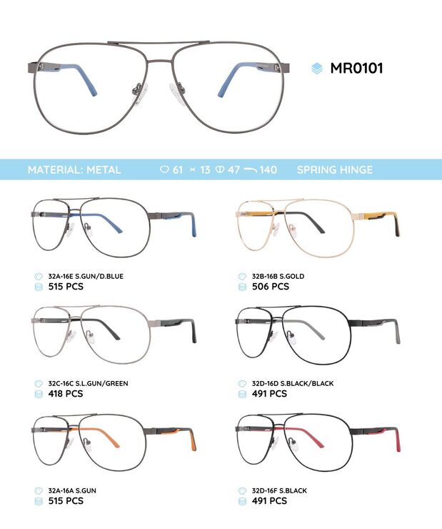 Металлическая оправа с дужками из пластика TR-90 с флексом MR0101