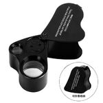 Folding magnifier with universal backlight 9889-1-XX, dimensions: ⌀22 mm, ⌀12 mm. Magnification: 30Х, 60Х