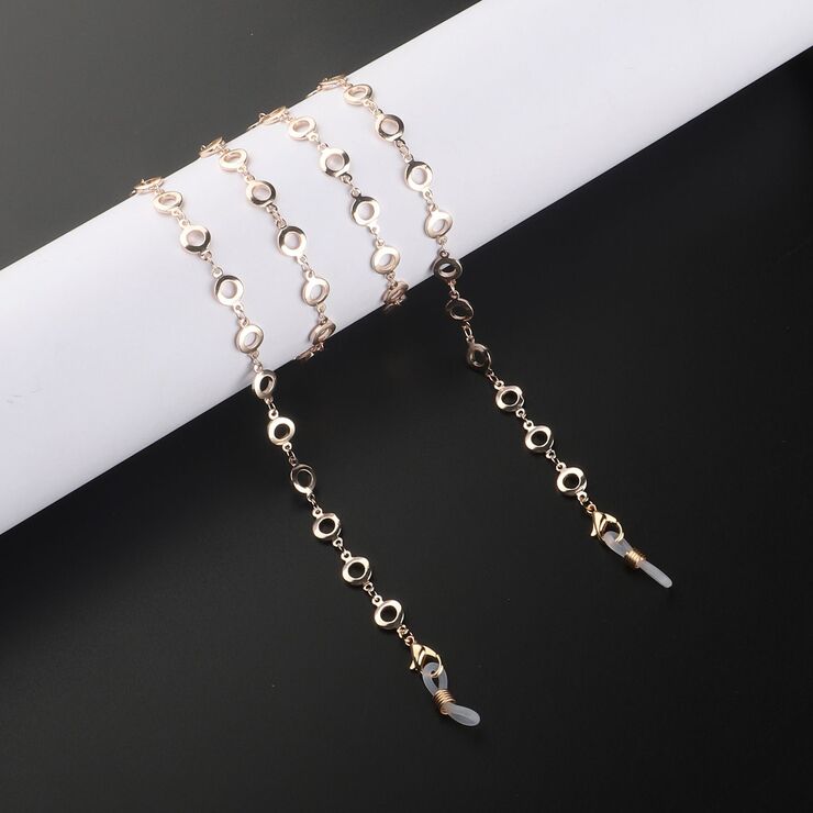 Gold-colored metal non-slip chain, with round, for glasses and masks GL942