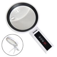 Folding magnifier with universal backlight, magnifying glass with handle 7069-XX-1, diameter 135 mm, magnification: 2,5X, 4,5X
