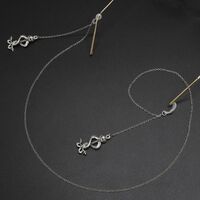 Silver-colored metal non-slip chain, with snake and skull pendant, for glasses and masks GL475