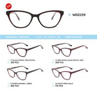 Plastic acetate eyeglasses frame with spring hinges WD2259