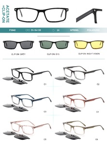 Plastic acetate frame with spring hinges + polarized clip-on Big City F3042S