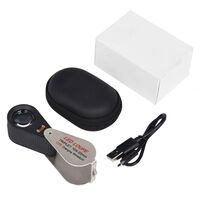 Folding magnifier with universal backlight 7804充电款-XX, diameter: 22 mm, magnification: 10X, 20X, 30X