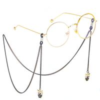 Black-colored metal non-slip chain, with owl, for glasses and masks GL290