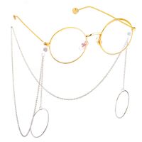 Metal non-slip chain, with pendant geometric round, for glasses and masks GL374