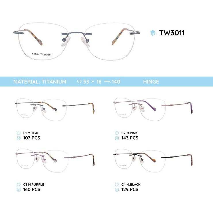 Rimless titanium metal frame TW3011