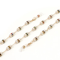 Металлическая цепочка для очков с жемчужными стразами GL1066