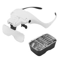 Binocular magnifier with backlight, magnifying glass with head mount 9892B2B-XX, magnification: 1X, 1,5X, 2X, 2,5X, 3,5X