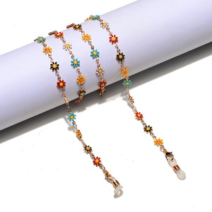 Металлическая маленькая цепочка для очков ручной работы из высококачественного металла с ромашками GL1190