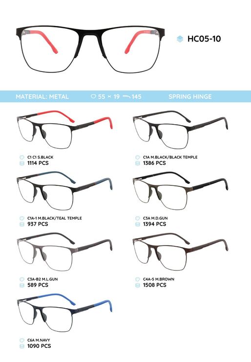 Металлическая оправа с дужками из материала TR-90 HC05-10