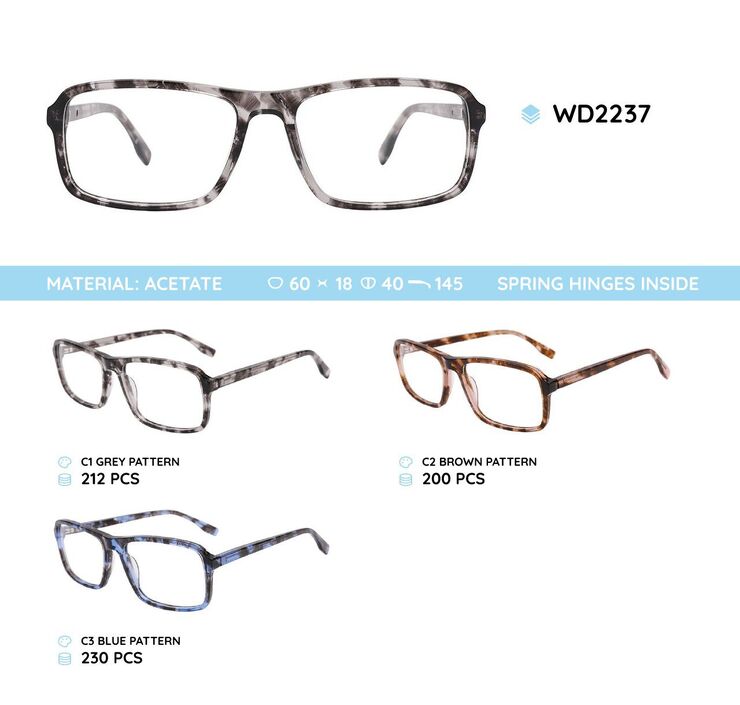 Plastic acetate eyeglasses frame for women with spring hinges WD2237