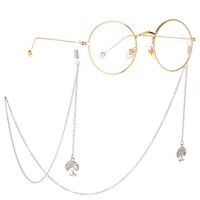 Silver-colored metal non-slip chain, with tree of life and rhinestone, for glasses and masks GL233