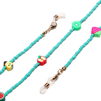 Gold-colored metal non-slip chain with rice beads, with polymer clay fruit, star, for glasses and masks GL1288-1