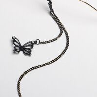 Black-colored metal non-slip chain, with pendant butterfly, for glasses and masks GL594