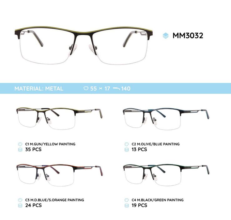 Оправа для очков металлическая мужская полуободковая MM3032