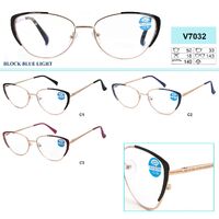 Ready-made metal frame glasses Vizzini V7032, block blue light, plastic lens, diopters +0.75 to +4.00 (step 0.25)
