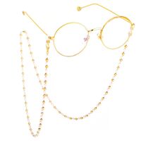 Gold-colored metal non-slip chain, with copper and pearl beads, for glasses and masks GL520