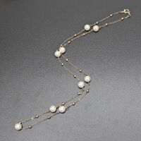 Gold-colored metal non-slip chain, with pearl and beads, for glasses and sweater GL417