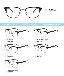 Металлическая оправа с дужками из материала TR-90 со встроенным флексом HL01-07