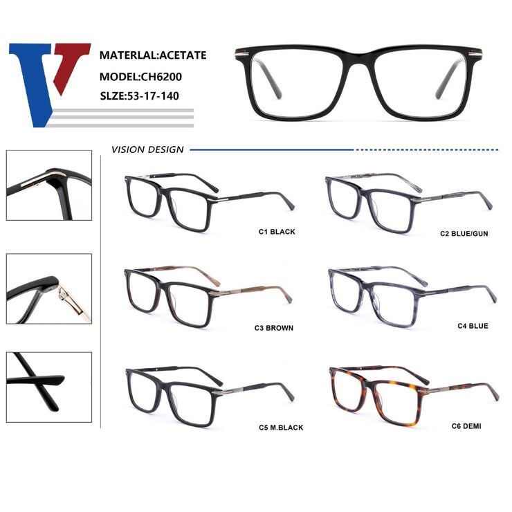 Plastic acetate + metal frame with spring hinges CH6200-DA