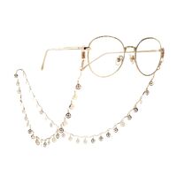 Gold-colored metal non-slip chain, with copper smiley face, for glasses and masks GA089