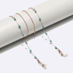 Металлическая нескользящая цепочка золотого цвета, с натуральной бирюзой, для очков и масок GL1618