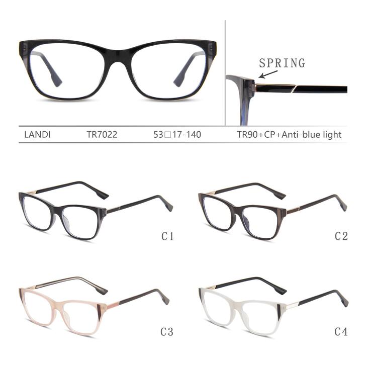Protective plastic TR90+CP glasses with anti-blue light lenses with spring hinges Landi LD-TR7022