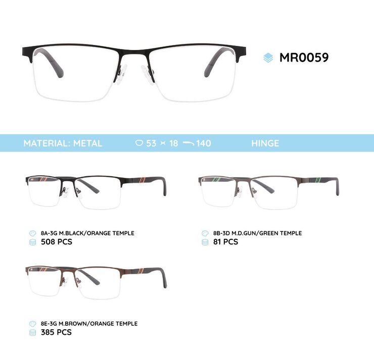 Metal frame with temples made of TR-90 material MR0059