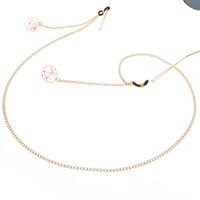 Gold-colored metal non-slip chain, with hollow rhinestone pendant, for glasses and masks GL027
