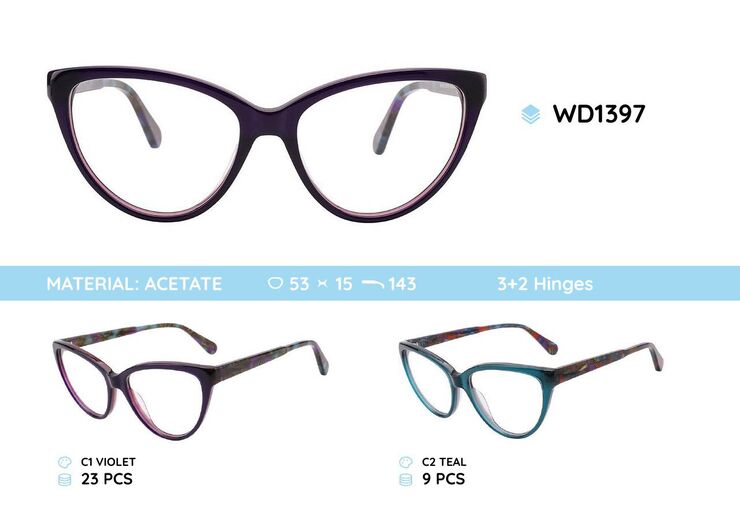 Plastic acetate eyeglasses frame for women WD1397