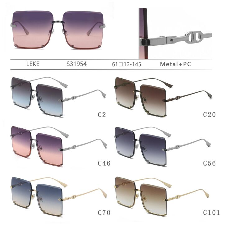 Semi-rimless polarized metal sunglasses Leke S31954