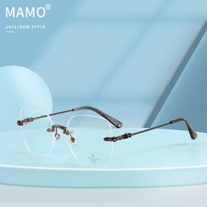 Оправа безободковая металлическая с линзами Blue Ray Cut MAMO H5612