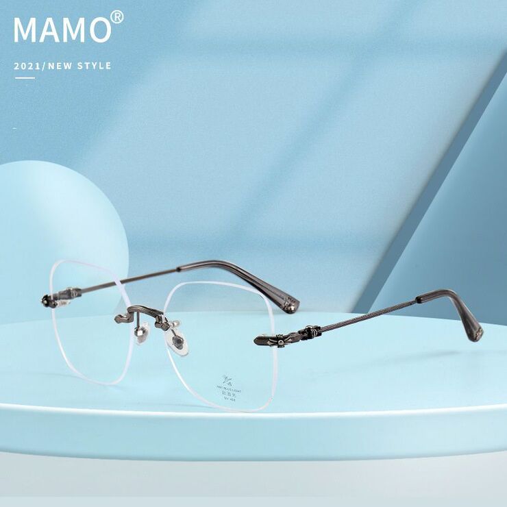 Оправа безободковая металлическая с линзами Blue Ray Cut MAMO H5612