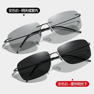 Polarized photochromic metal rimless sunglasses KY222100