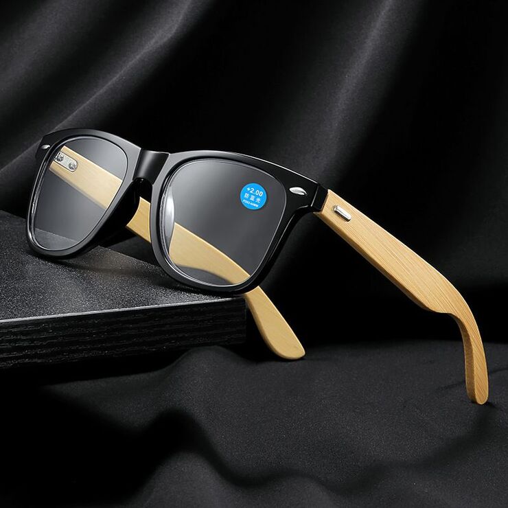Bamboo glasses for reading, with Blue ray cut protection, multifocal, diopters from +1.00 to +4.00, RMC=62-64, KY317-2竹腿
