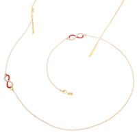 Gold-colored metal non-slip chain, with number 8 with rhinestone, for glasses and masks GL259