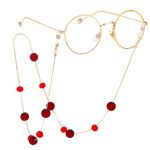 Metal non-slip chain, with red crystal and beads, for glasses and masks GL440