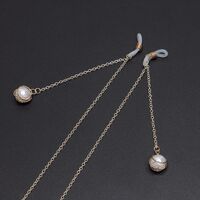 Gold-colored metal non-slip chain, with pearls, for glasses and masks GL622
