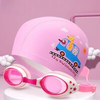 Swimming waterproof anti-fog goggles for kids, with swimming cap, 1700-YU