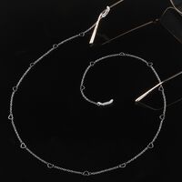 Steel-colored metal non-slip chain, withheart, for glasses and masks GS012